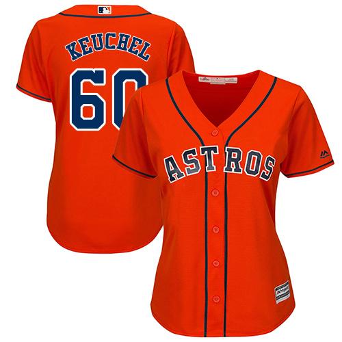 Astros #60 Dallas Keuchel Orange Alternate Women's Stitched MLB Jersey